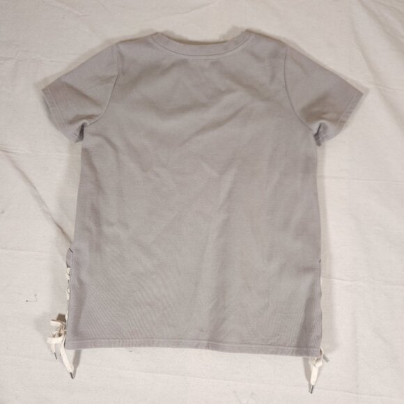 LL Bean Signature Short Sleeve Side Tie Gray Sweatshirt Womens Large Sporty - Picture 2 of 15